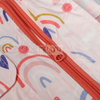 Polyester Jacket Light Pink Children's Waterproof Rain Poncho Rainbow Pattern Print with Hood Polyester Rainwear Girls Rain Coat