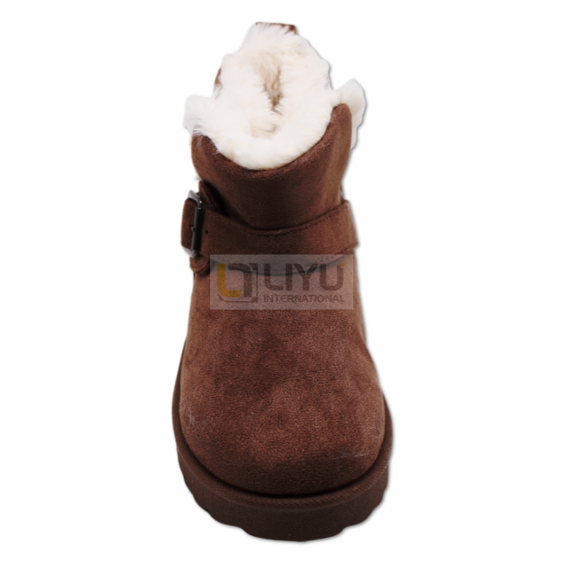Women's Brown Snow Boots with Heel And Wool Lining, Warm Winter Outdoor Shoes Ankle Warm Boots