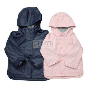 Dark Blue Kids Raincoat Pink Kids PU Rain Jacket Outdoor Waterproof Rain Jacket
