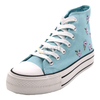 Blue Ground with Floral Adult Sneakers Canvas Vulcanized Shoes High Top Upper Trainers