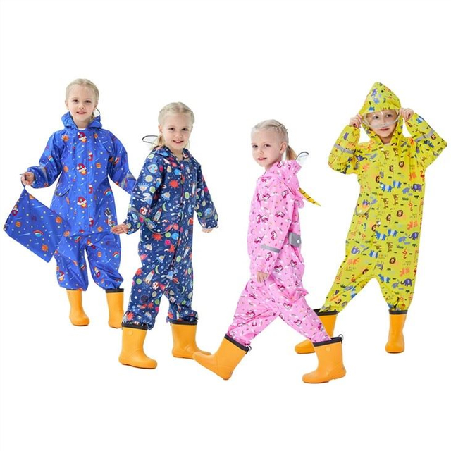 Toddler Baby Coverall With Hood Waterproof Rain Suit For Kids