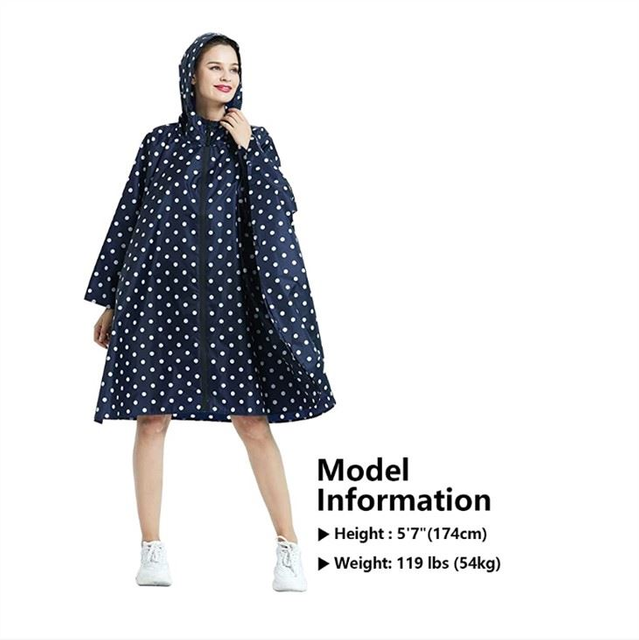 Reusable Rain Poncho with Hooded and Zipper