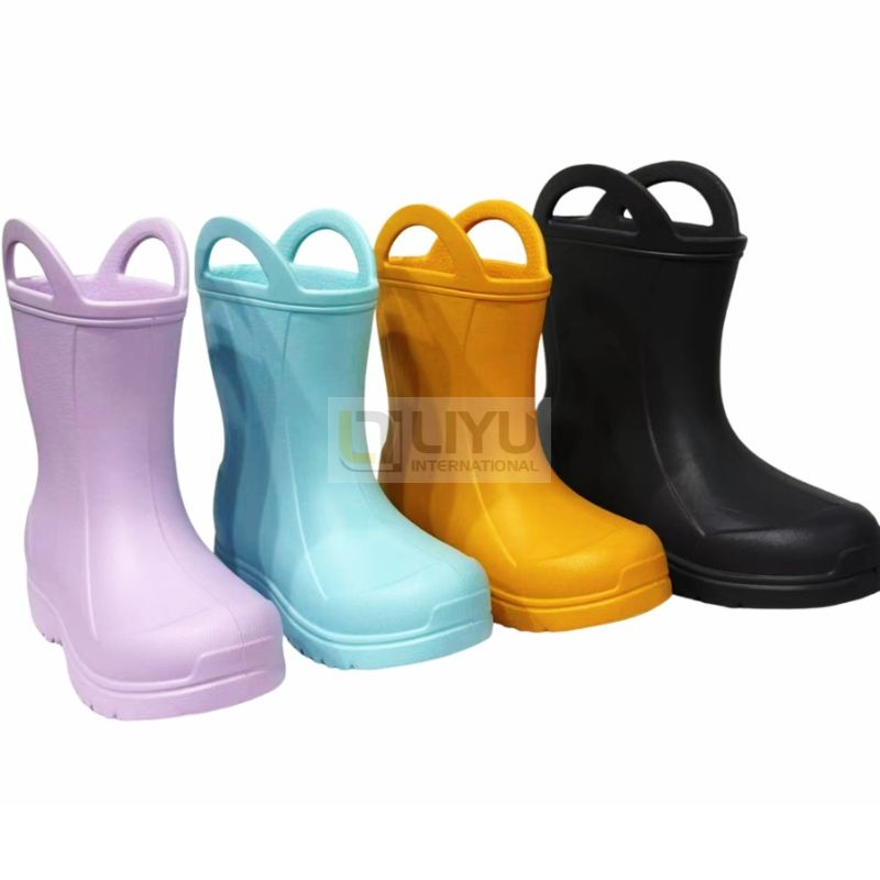 TPE Children's Plain Pink Rain Boots Ankle Rain Shoes
