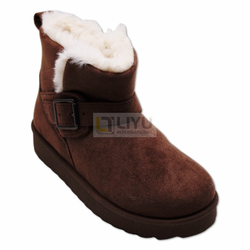 Women's Brown Snow Boots with Heel And Wool Lining, Warm Winter Outdoor Shoes Ankle Warm Boots