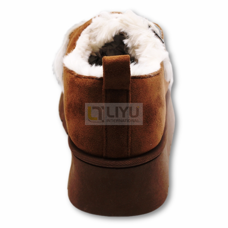 Women's Brown Snow Boots with Heel And Fleece Lining, Warm Winter Outdoor Shoes