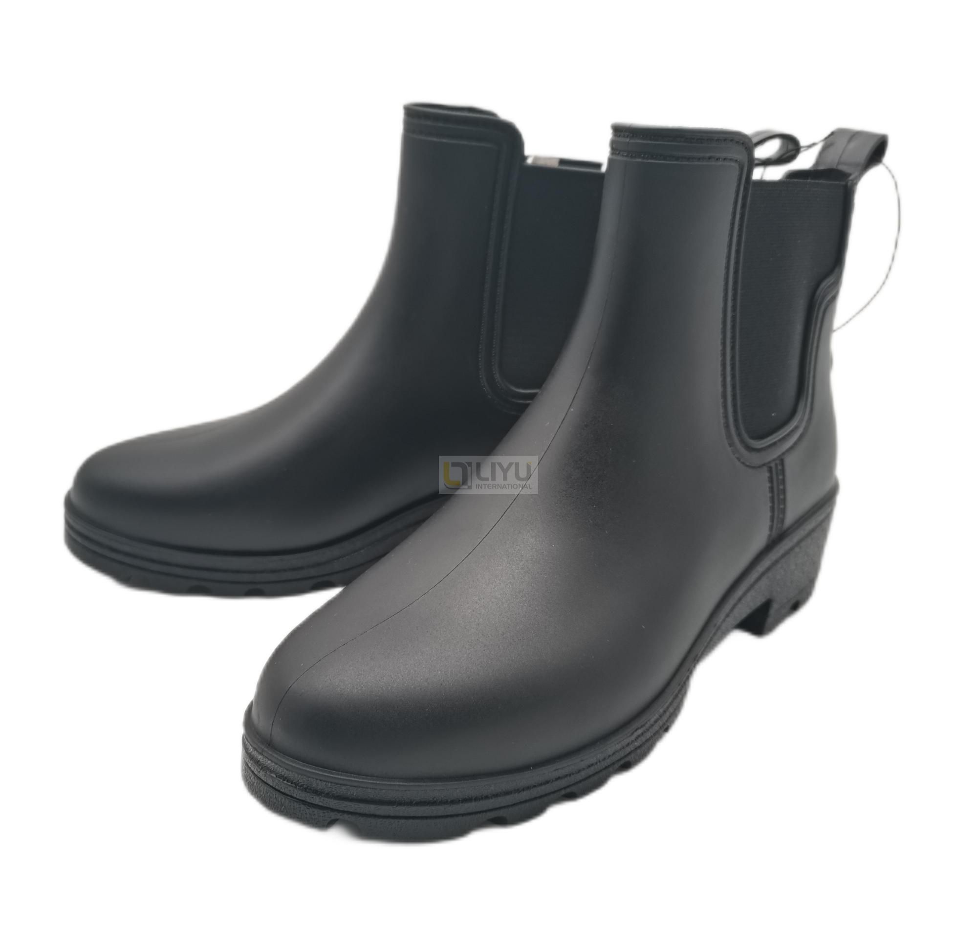 Women Ankle PVC Matte Black Rain Boots Short Rain Shoes 