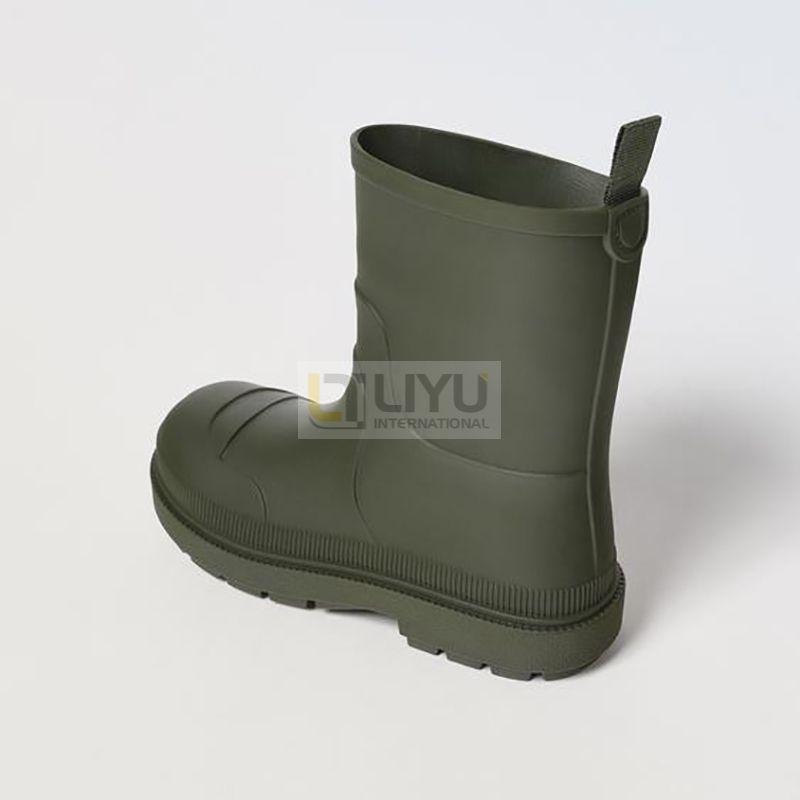 Children's Mid Calf Rubber Waterproof Shoes Army Green Rain Boots Beige Wellington Rain Boots