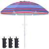 Outdoor Windproof Umbrella with Sand Anchor, Bags & Tilt, Portable UV Protection Sunshade Umbrellas with Carry Bag for Beach Pool Patio Garden, Red Stripes