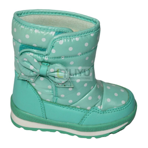 Children's Lake Green Waterproof Snow Boots (with Velcro) Winter Boots Girls Toddler Warm Shoes