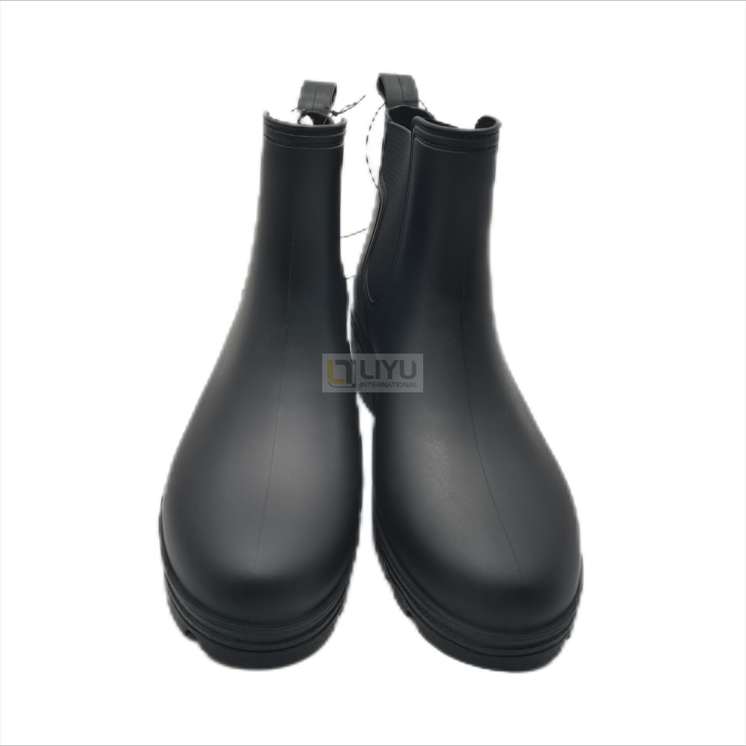 Women Ankle PVC Matte Black Rain Boots Short Rain Shoes 