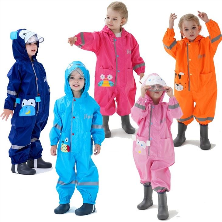 Toddler Rain Suit With Hood One Piece Kids Wear For Rain Coverall Waterproof
