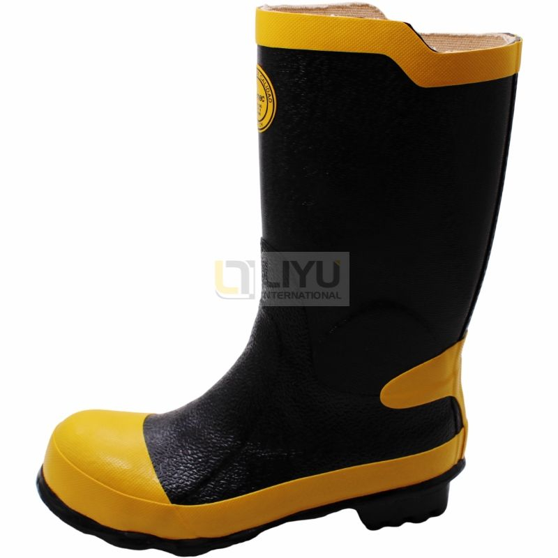 Black & Yellow Men's Rubber Safety Boots – Heavy-Duty, Protective & High-Visibility Work Footwear