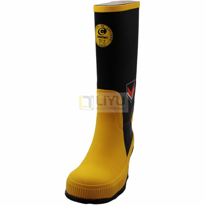 Black & Yellow Men's Anti-Collision Rubber Safety Boots – Heavy-Duty, Protective & High-Visibility Work Footwear