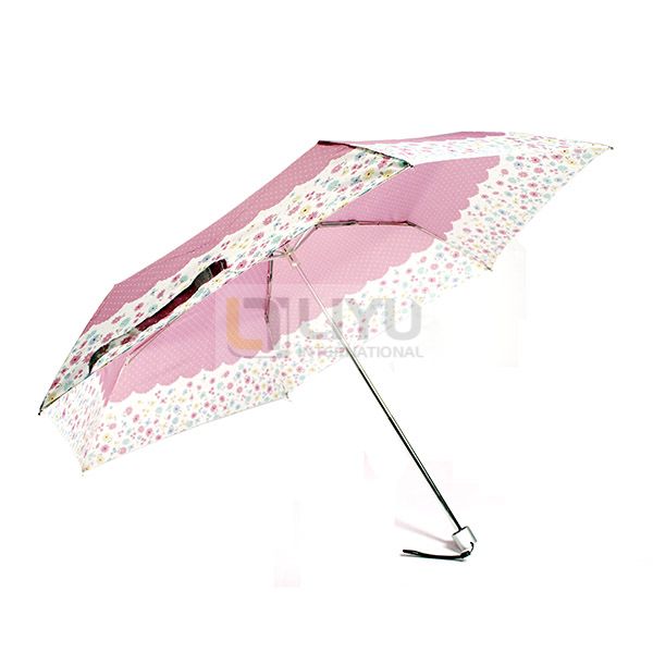 Adult Women Folding Umbrella Pink Priinting Umbrella Manual Open And Close Umbrella Waterproof Outdoor Umbrella