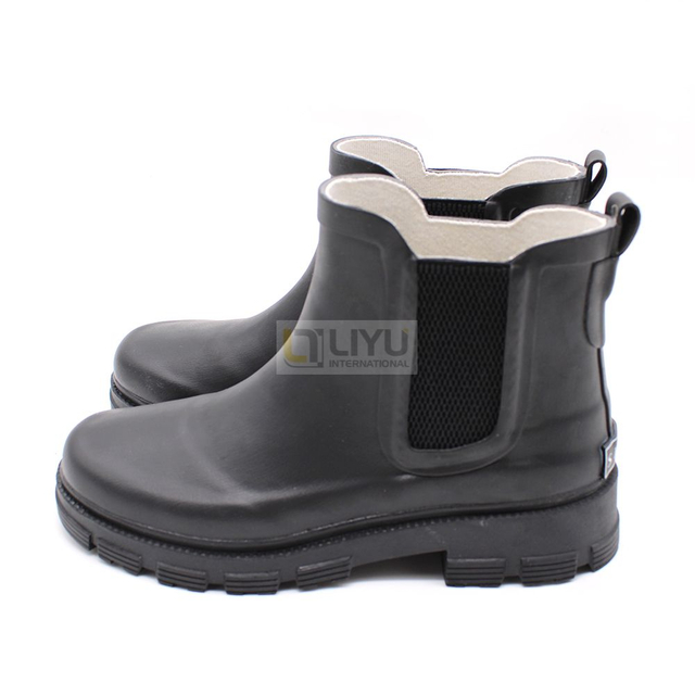 Rubber Women's Rain Boots Short Rain Boots Ankle High Waterproof Elastic Rubber Chelsea Rain Boots