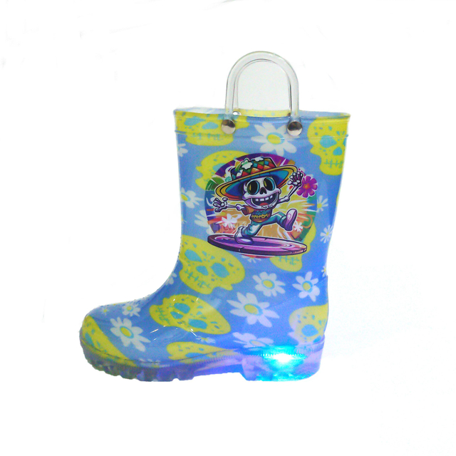 Children's PVC Rain Boots with Light Waterproof Shoes with Handle Festive Gifts