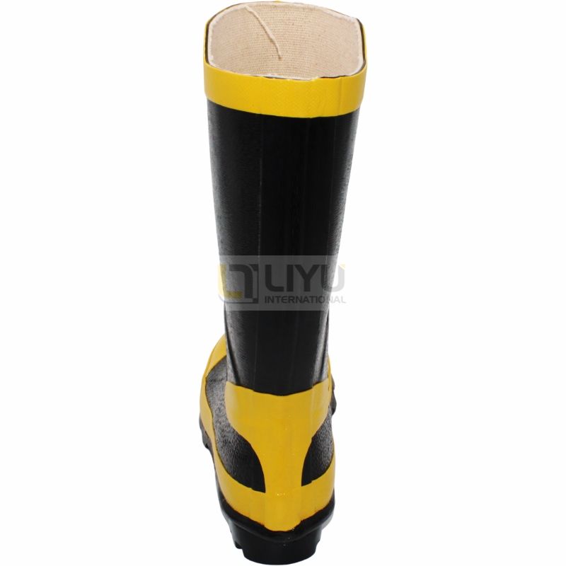 Black & Yellow Men's Rubber Safety Boots – Heavy-Duty, Protective & High-Visibility Work Footwear