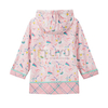 Girls Colorful Unicorns Printed Waterproof Jacket Kids Fleece Lined Rain Coat PU Windbreaker with Hood