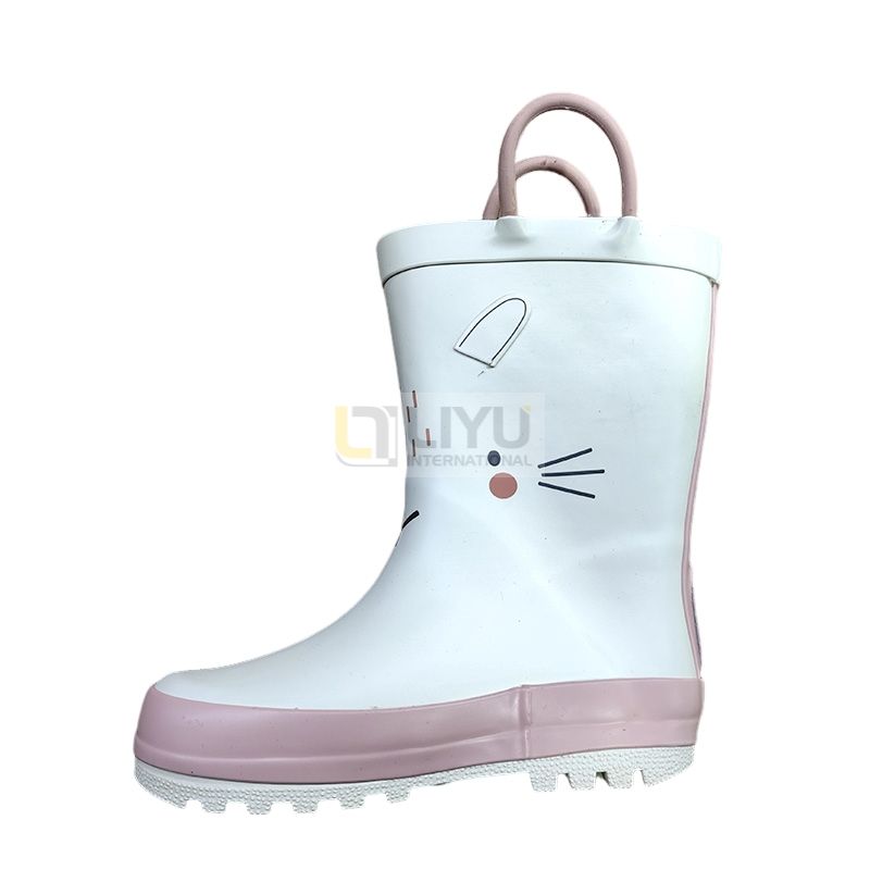 Girls' Rubber Rain Boots with Unicorn & Rainbow Pattern and Carry Handle 