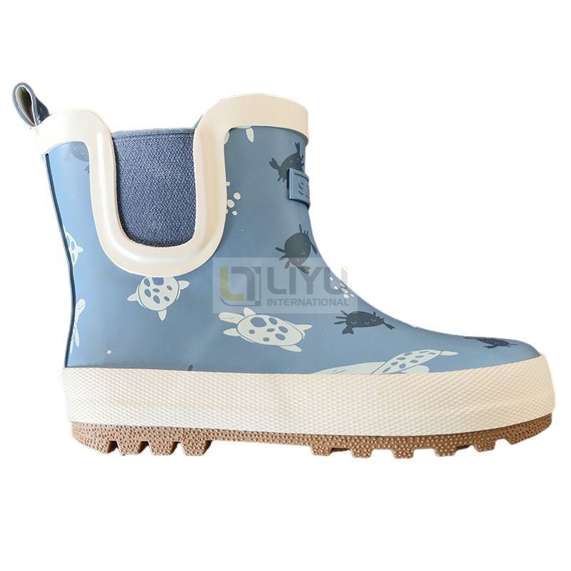 Girls' Rubber Rain Boots with Unicorn & Rainbow Pattern and Carry Handle 