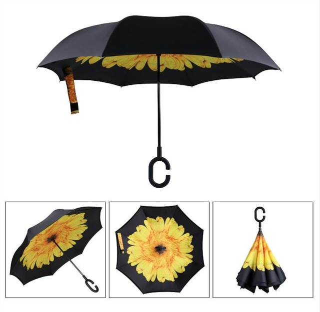 Big Outdoor Upside Down Umbrellas with C-Shaped Handle