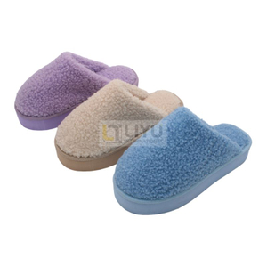 Adult Cotton Indoor Slippers Custom Winter Shoes Women's Thick Soled Indoor Slippers Wool Lined for Winter Warmth Blue, Purple, Beige