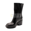 PVC Women's Rain Boots Chelsea Boots Adult Fashion Thick Sole Black Rain Shoes with Waterproof Zipper
