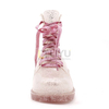 Kids PVC Waterproof Rainboots Silver Glitter Combat Boots Pink Glitter Elastic Laces And Silver Glitter Lug Outsole