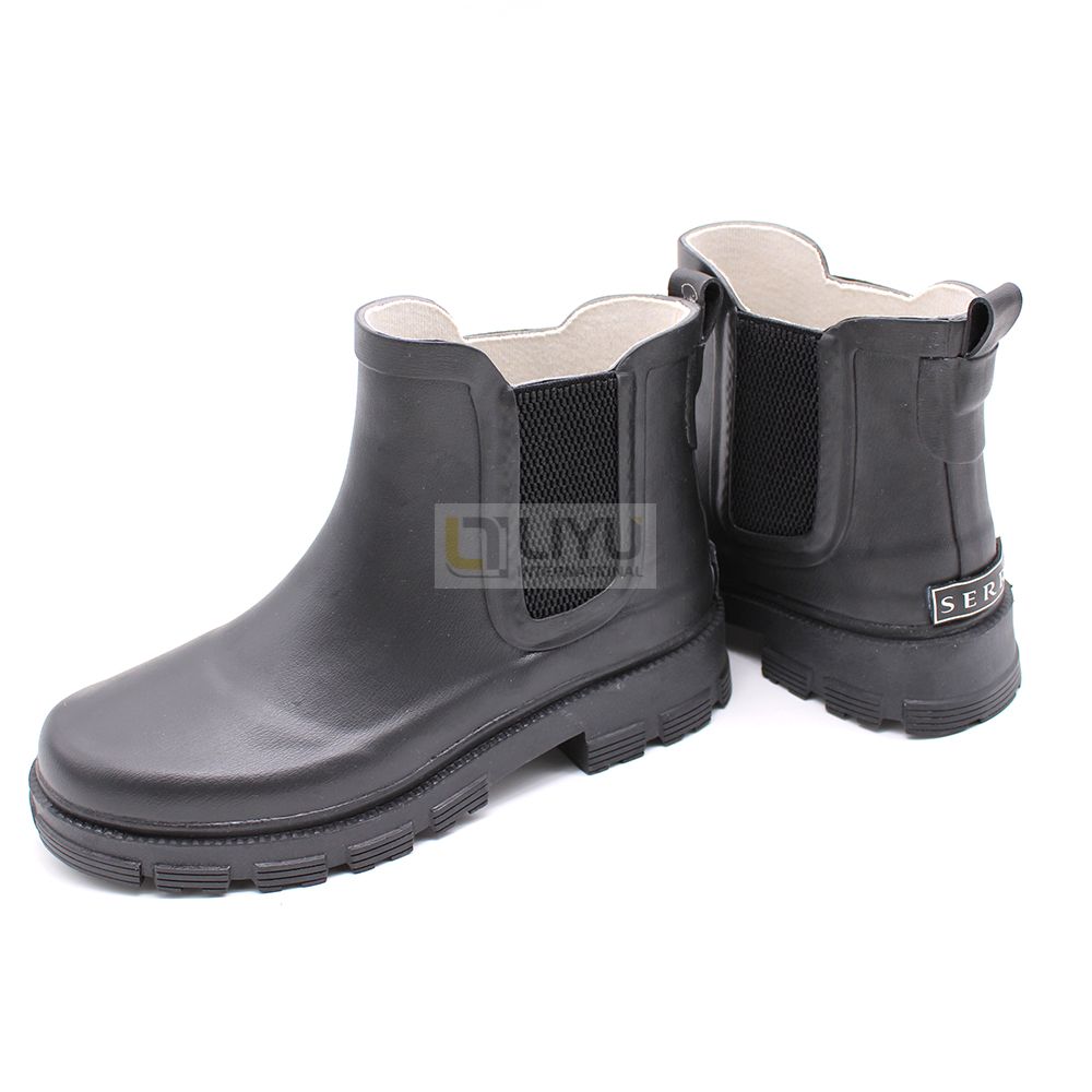 Rubber Women's Rain Boots Short Rain Boots Ankle High Waterproof Elastic Rubber Chelsea Rain Boots