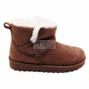 Women's Brown Snow Boots with Heel And Wool Lining, Warm Winter Outdoor Shoes Ankle Warm Boots