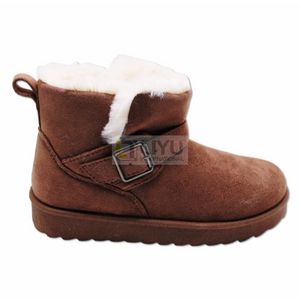 Women's Brown Snow Boots with Heel And Wool Lining, Warm Winter Outdoor Shoes Ankle Warm Boots