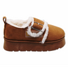 Women's Brown Snow Boots with Heel And Fleece Lining, Warm Winter Outdoor Shoes