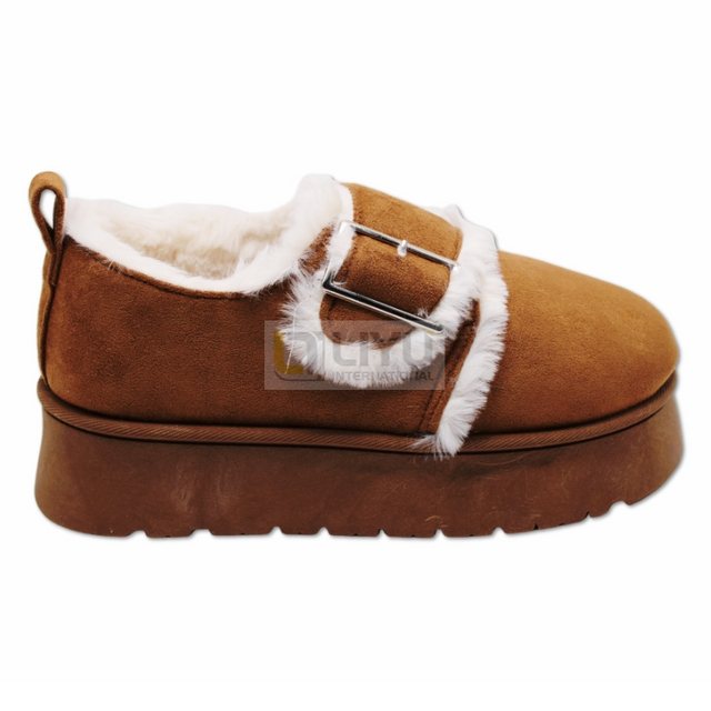 Women's Brown Snow Boots with Heel And Fleece Lining, Warm Winter Outdoor Shoes